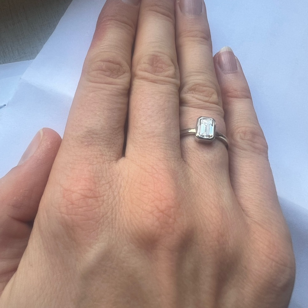 1.1ct Lab grown emerald cut diamond ring